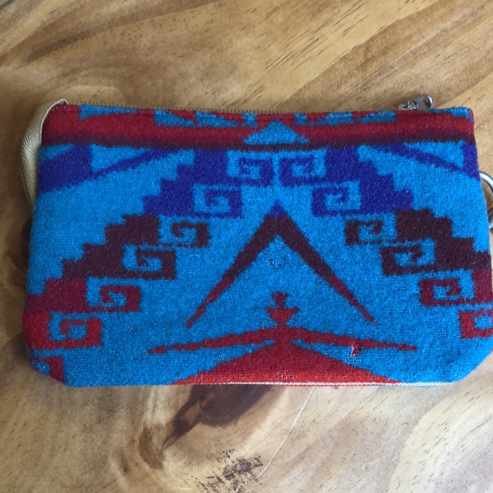 Pendleton Blue And Red Patterned Clutch - image 3
